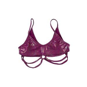 J.Valentine Pink Shiny Animal Print Bikini Top - L/XL